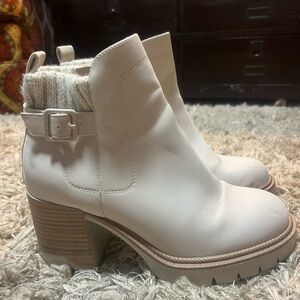 Chunky White Ankle Boots